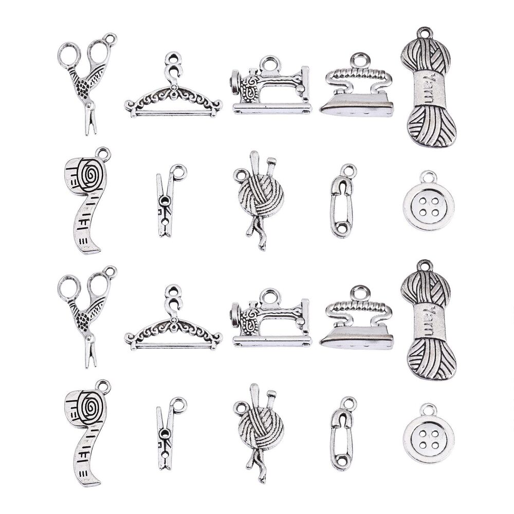 1324 100Pcs 10 Style Vintage Life Charms Sewing Machine Wool Coat Hanger